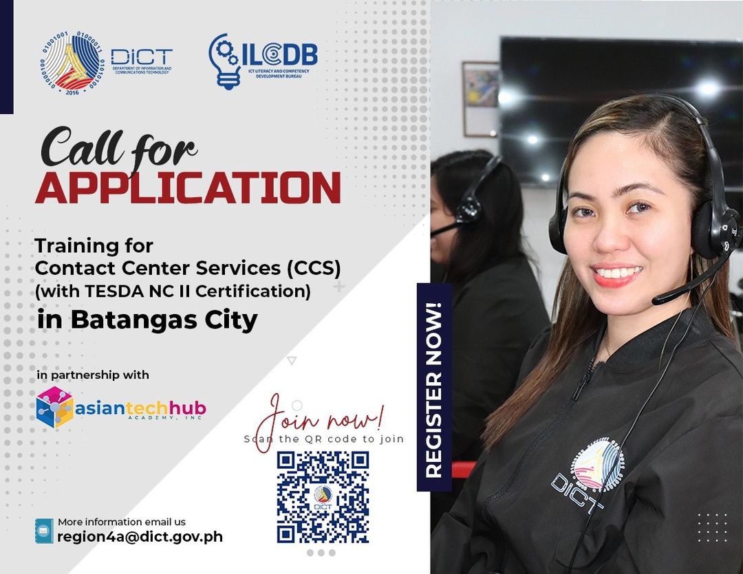 Free Contact Center Services (CCS) NCII Training by ILCB and in partnership with Asian Tech Hub Academy Inc.